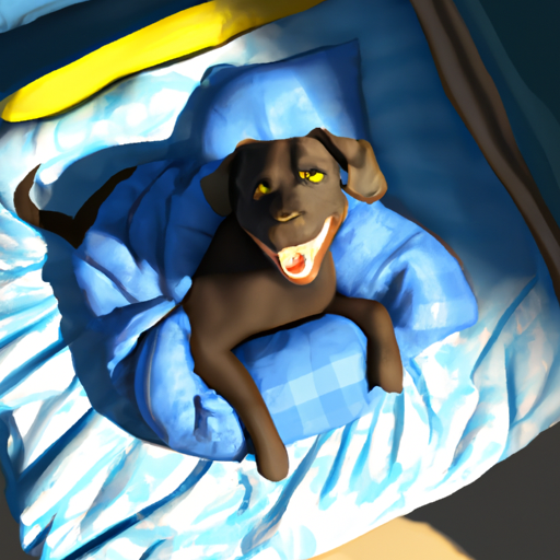 1. כלב שמח שוכב בנוחות במיטת הקטיפה החדשה שלו